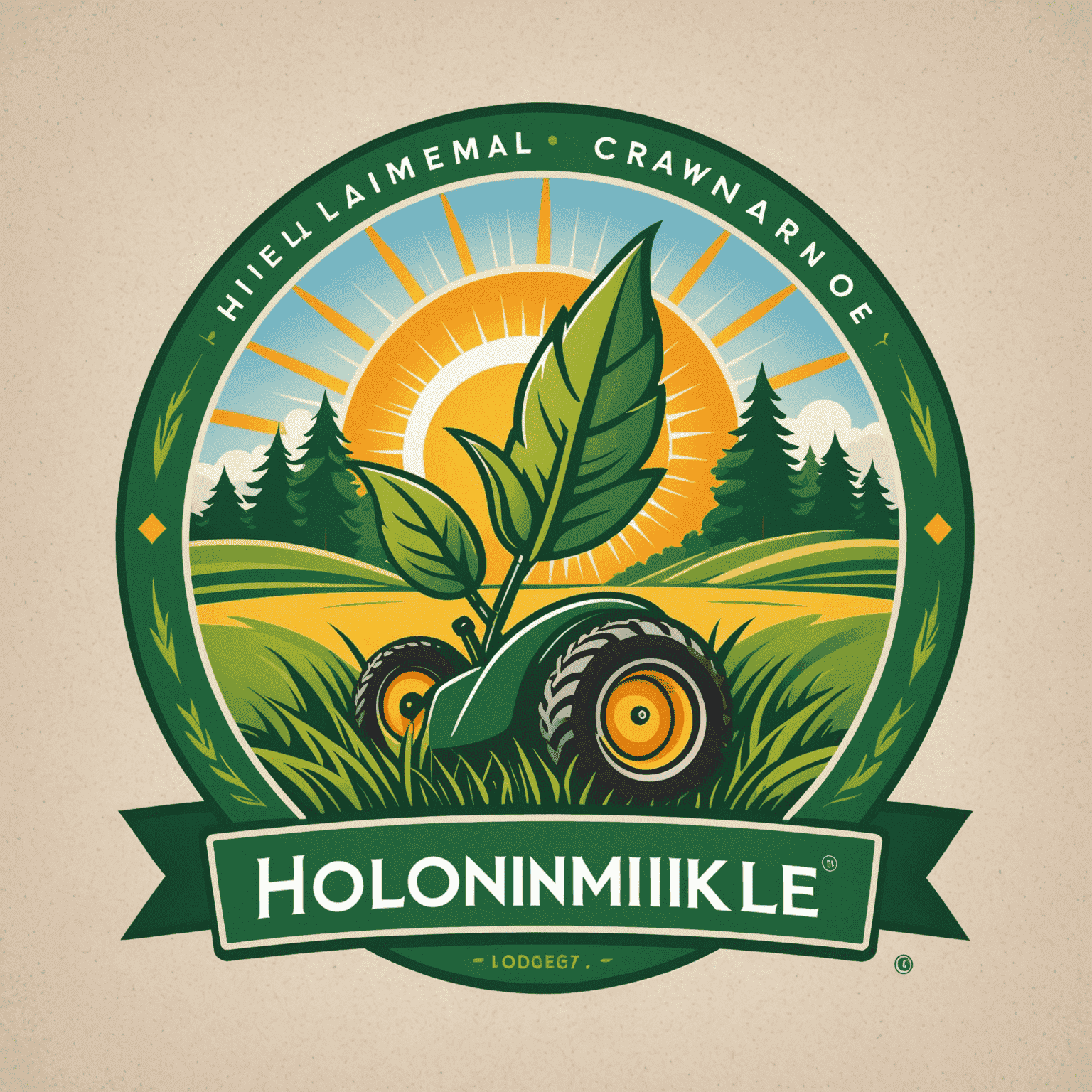 Hloinmikle logo featuring a stylized lawn and sun, representing professional lawn care services