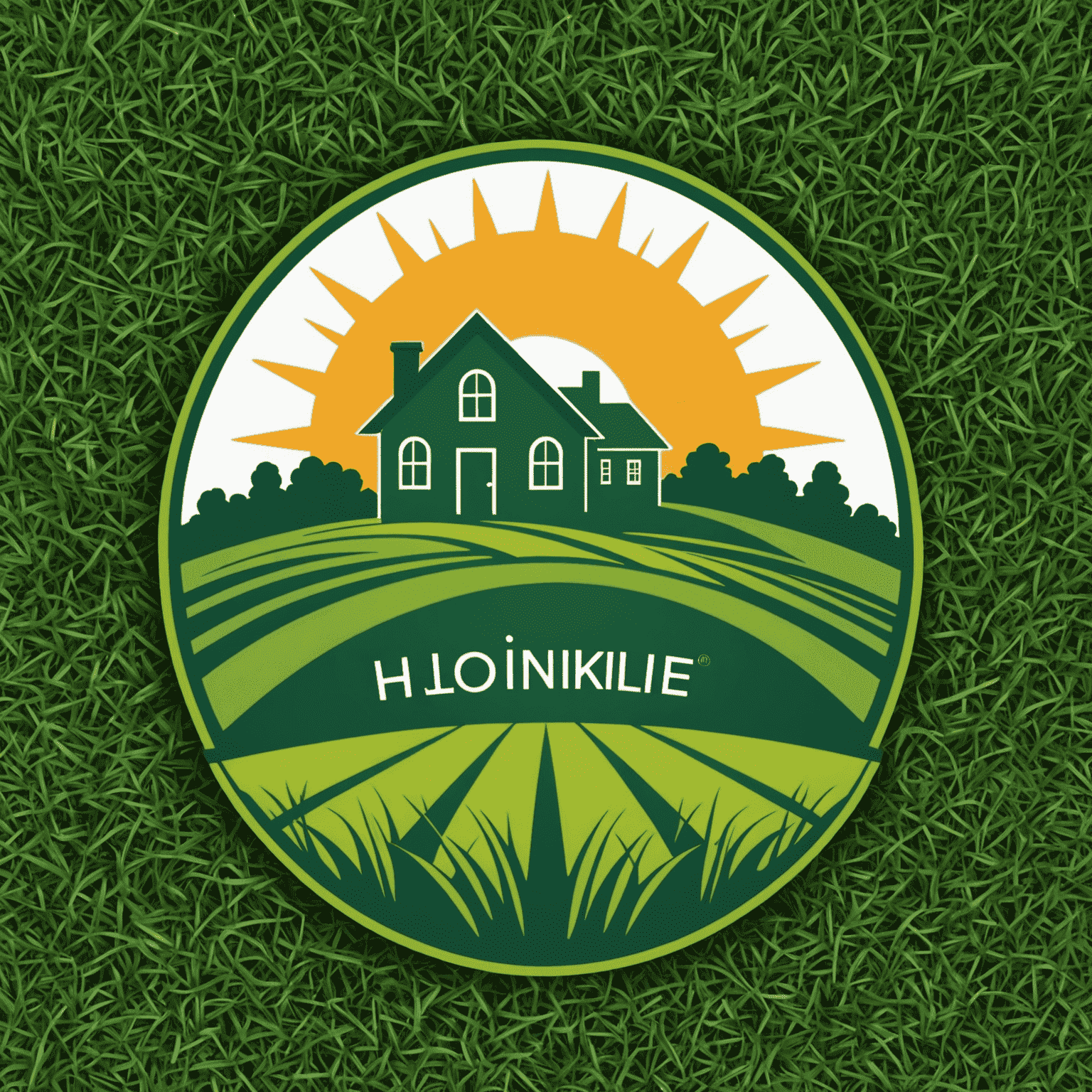 Hloinmikle logo featuring a stylized lawn and sun, representing professional lawn care services