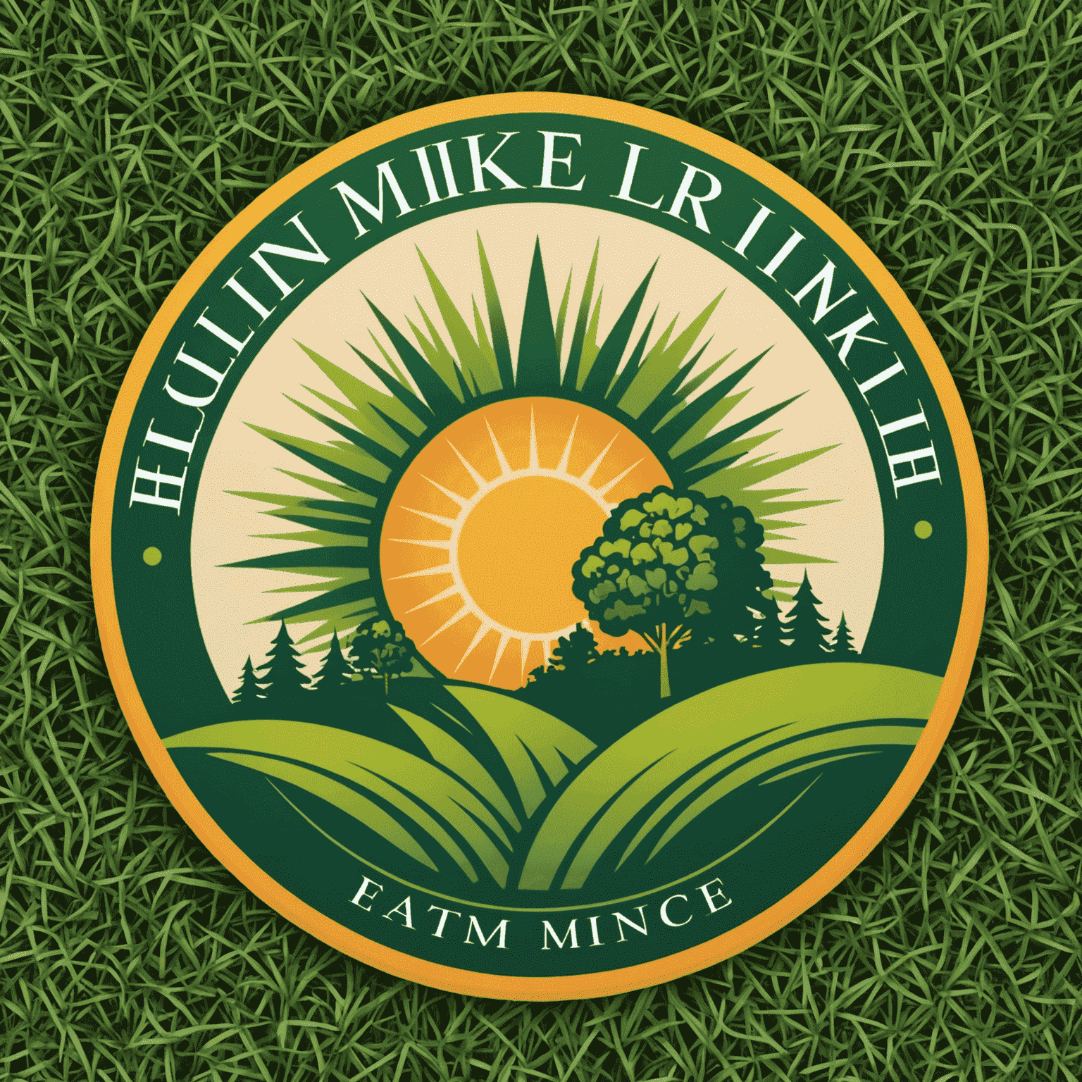 Hloinmikle logo featuring a stylized lawn and sun, representing professional lawn care services