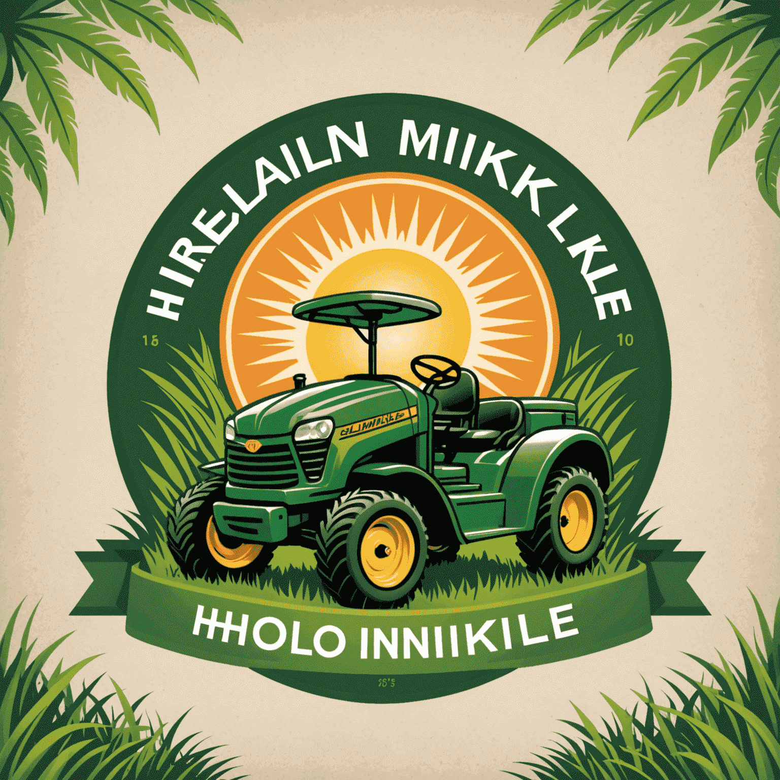 Hloinmikle logo featuring a stylized lawn and sun, representing professional lawn care services