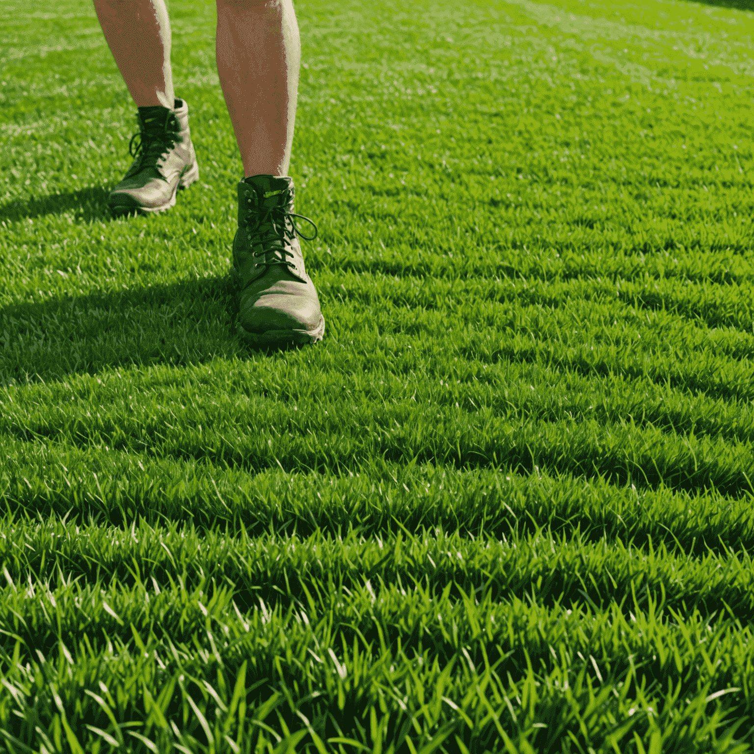 A perfectly manicured lawn with vibrant green grass, showcasing the results of professional lawn care services. The image displays a spacious yard with evenly cut grass, free of weeds, and a healthy, thick turf that invites bare feet and outdoor activities.