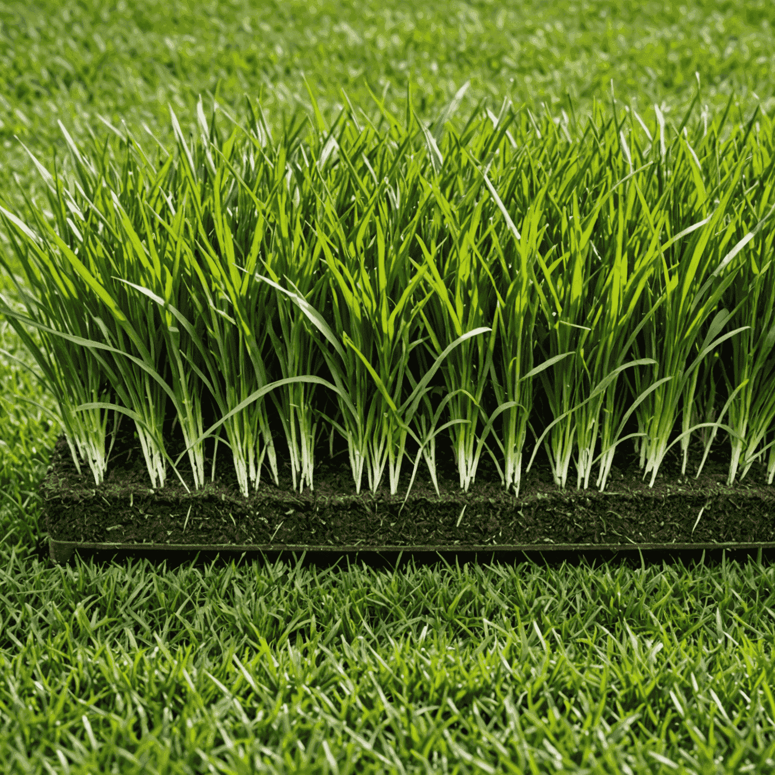 A lawn being aerated with visible soil plugs, followed by overseeding to promote new grass growth and improve density
